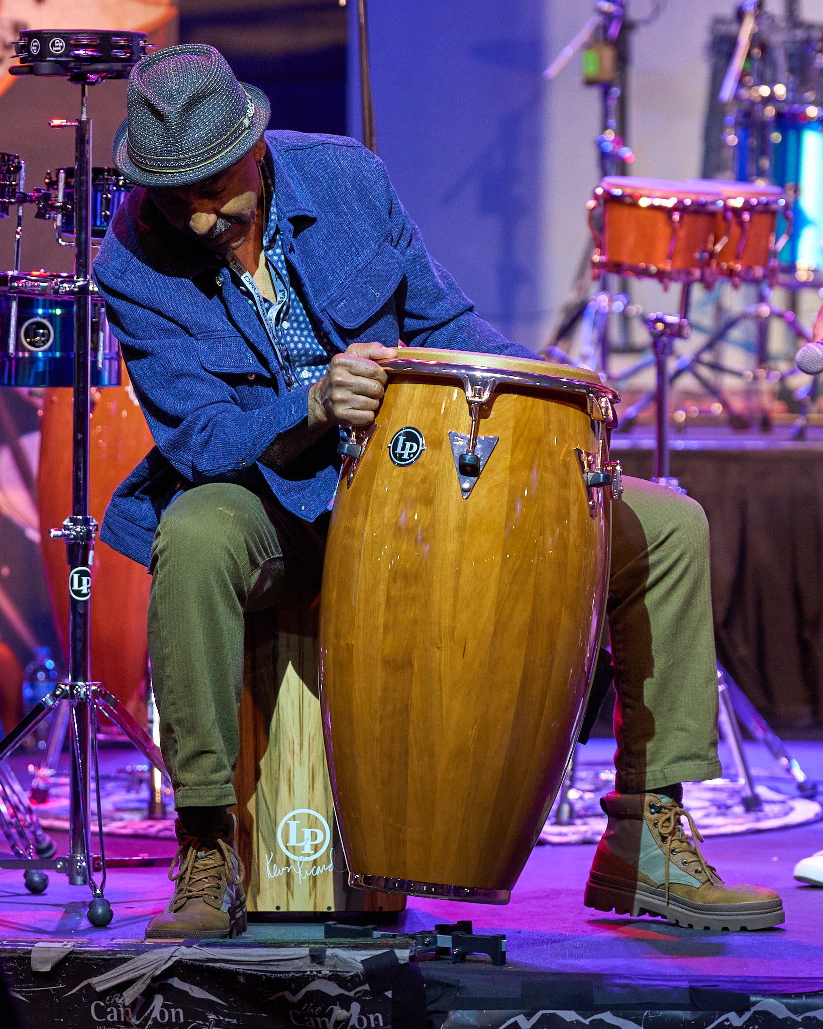 LP639 Collapsible Conga Riser with Kevin Ricard on Stage
