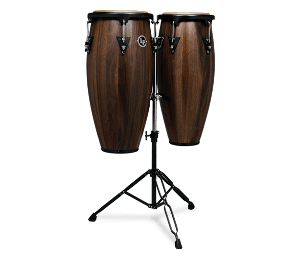 Latin Percussion LP Aspire Wood 10 & 11 Conga Set with Double Stand Red Wood/Black 